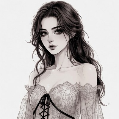 Beautiful woman in lace dress portrait