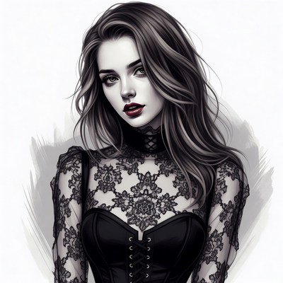 Gothic woman in lace corset