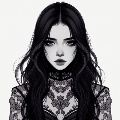 Gothic woman with lace collar
