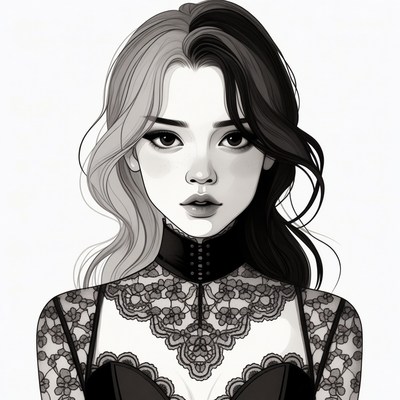 Woman with split black white hair