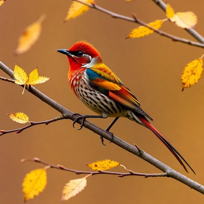 Colorful bird perched on branch