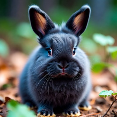 Cute blue bunny in forest