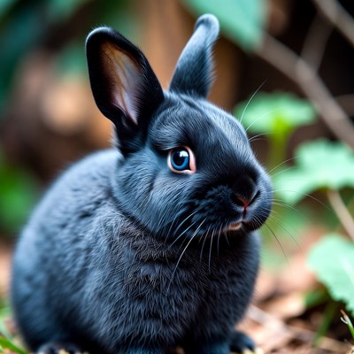 Black bunny with blue eyes