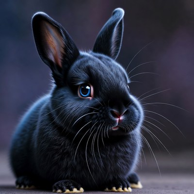 Black bunny with blue eyes