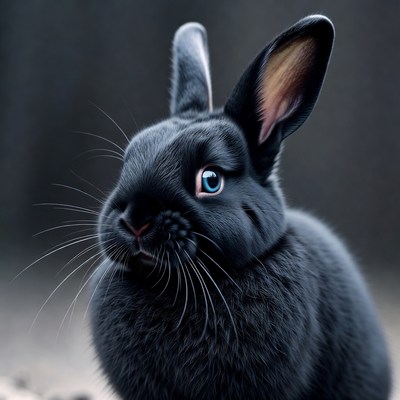 Black bunny with blue eyes