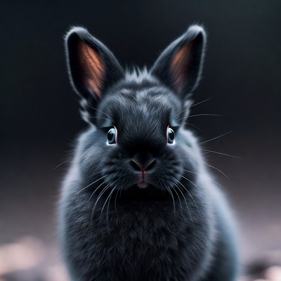Black bunny with blue eyes