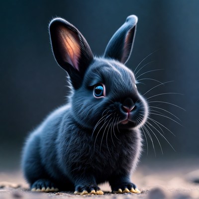 Cute black bunny with blue eyes