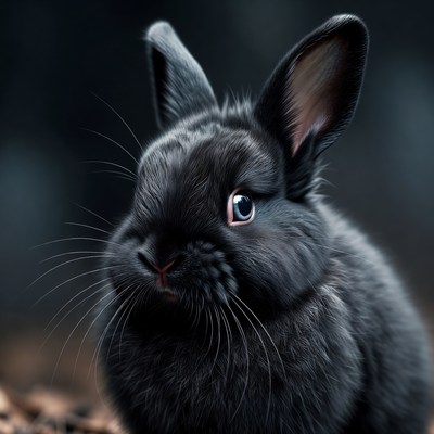 Black bunny with blue eyes