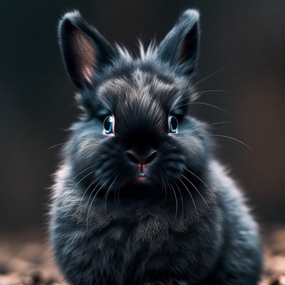 Closeup of cute black bunny