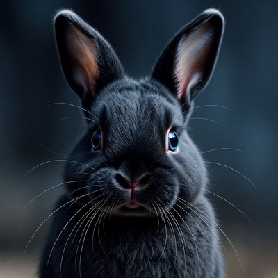 Black bunny with blue eyes