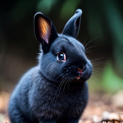 Black bunny with blue eyes