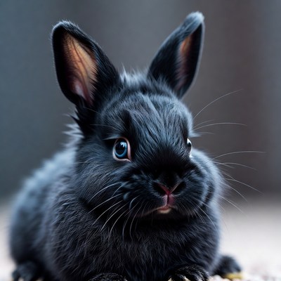 Black bunny with blue eyes