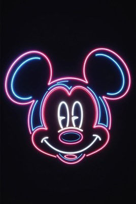 Neon Mickey Mouse Face