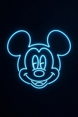 Blue Neon Mickey Mouse Head