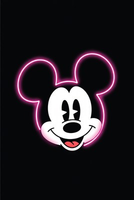 Neon Pink Mickey Mouse Face