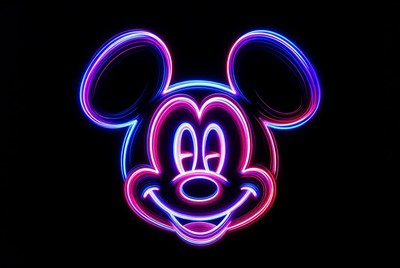 Neon Mickey Mouse Face