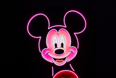 Neon Pink Mickey Mouse Glow