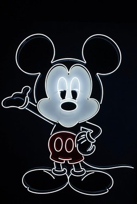 Neon Mickey Mouse waving