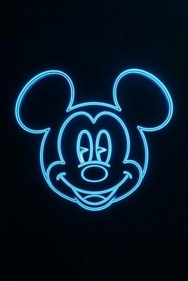 Blue Neon Mickey Mouse Face