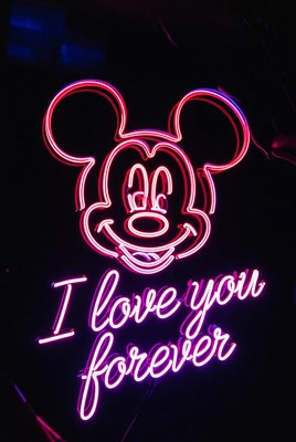 Neon Mickey Mouse I Love You Forever Sign