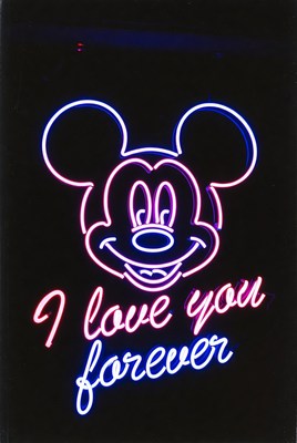 Neon Mickey Mouse I Love You Forever Sign
