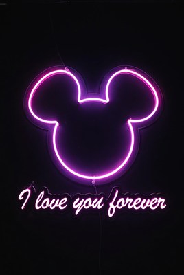 Pink Mickey Mouse Neon I Love You Forever