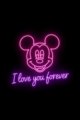Pink Neon Mickey Mouse I Love You Forever