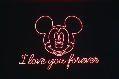Neon Mickey Mouse I Love You Forever Sign