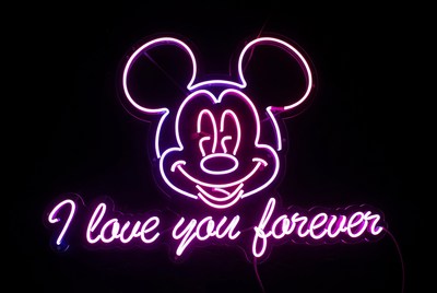 Neon Mickey Mouse I Love You Forever Sign