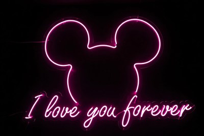 Pink Mickey Mouse I Love You Forever Neon Sign
