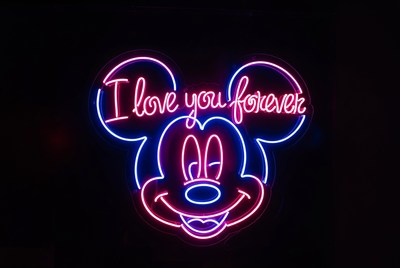 Neon Mickey Mouse I Love You Forever Sign