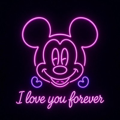 Pink Mickey Mouse Neon I Love You Forever