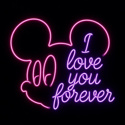 Pink Mickey Mouse Neon I Love You Forever Sign