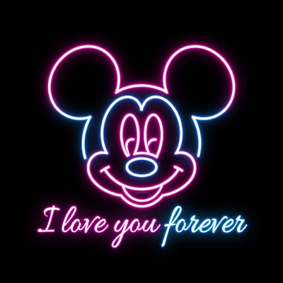 Neon Mickey Mouse I Love You Forever