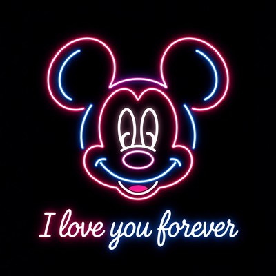 Neon Mickey Mouse I Love You Forever