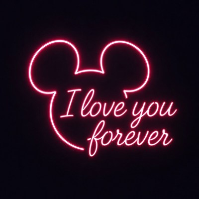 Pink Mickey Mouse I Love You Forever Neon Sign