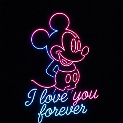 Neon Mickey Mouse I Love You Forever