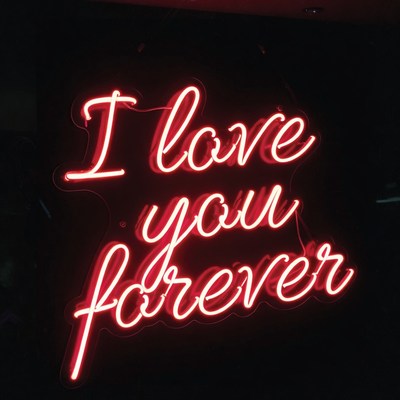 Red Neon I Love You Forever Sign