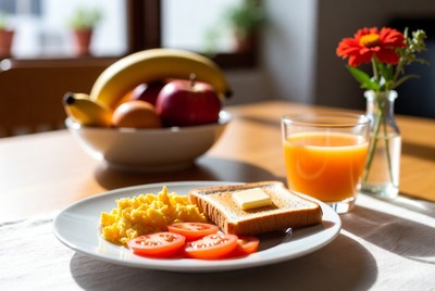 Healthy Breakfast Plate with Fruits