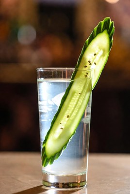 Cucumber Slice on Water Glass