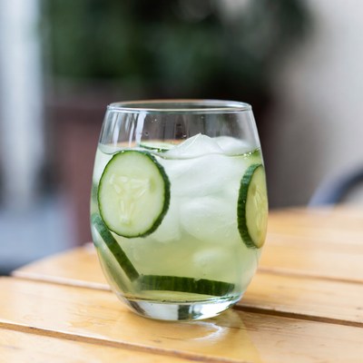 Cucumber slices in iced glass