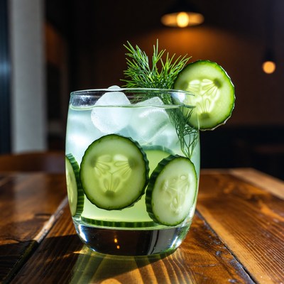 Cucumber Gin Tonic with Dill Garnish