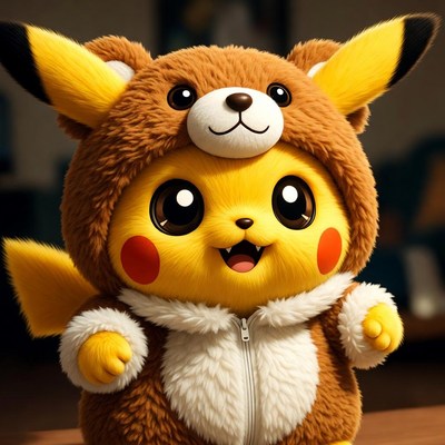 Pikachu in Brown Furry Costume