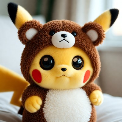 Pikachu in Brown Plush Costume