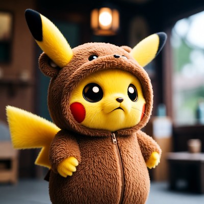 Pikachu in Brown Bear Onesie