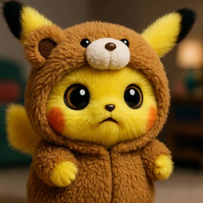 Pikachu in teddy bear costume