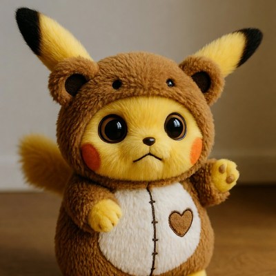 Pikachu in brown onesie costume