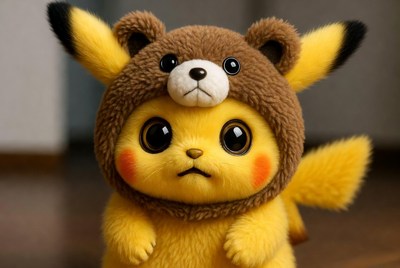 Pikachu Wearing Bear Hat
