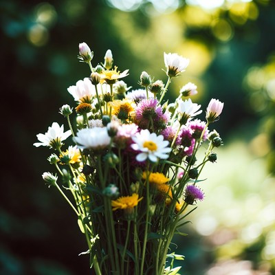 Colorful Wildflower Bouquet in Sunlight