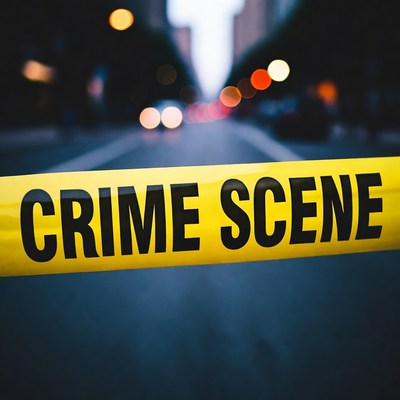 Crime Scene Tape on Urban Street